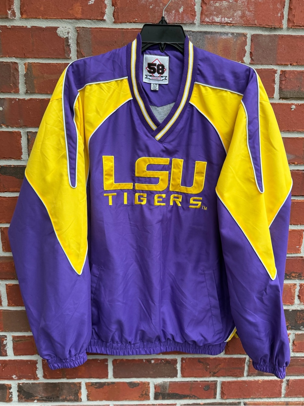 Vintage 58 Sports LSU Tigers XL V-Neck Purple & Gold Embroidered Pullover P6